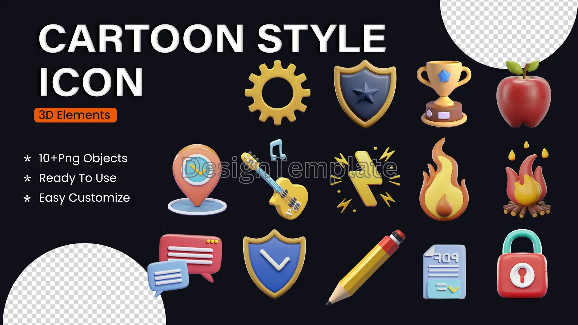 Cartoon Style Icon 3D Elements Pack